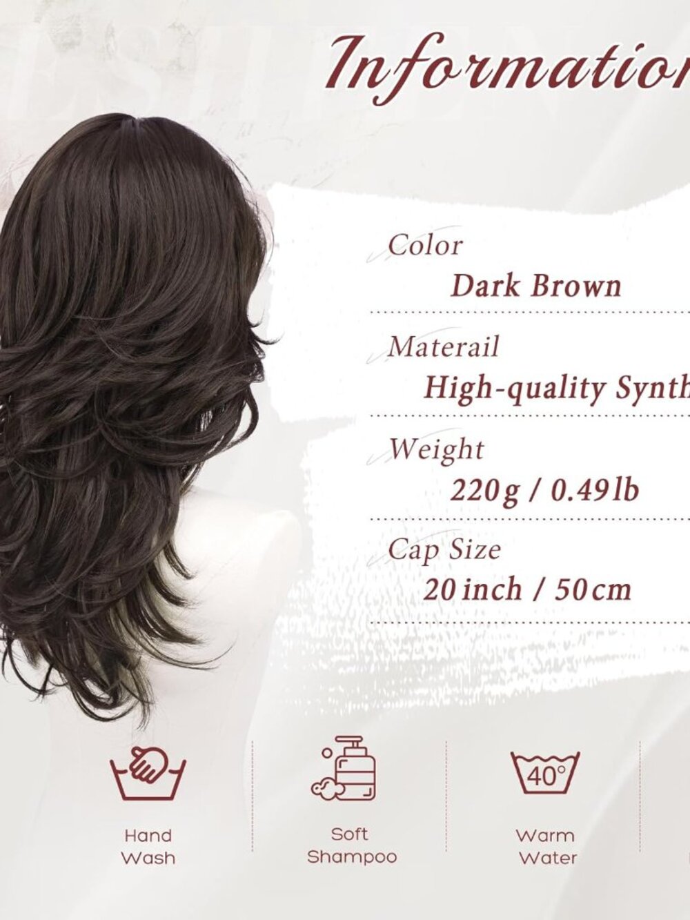 Dark Brown Light Blonde Wavy Layered Wig with Curtain Bangs - Picture 4 of 6